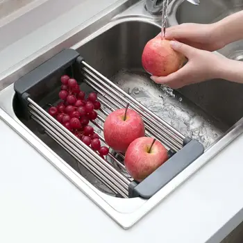 38.5-60CM Telescopic Stainless Steel Kitchen Over Sink Dishes Drying Rack Fruit Vegetable Tray Drainer Organizer
38.5-60CM Telescopic Stainless Steel Kitchen Over Sink Dishes Drying Rack Fruit Vegetable Tray Drainer Organizer