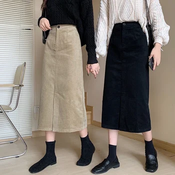 High Waist Midi Corduroy Side Slit Skirt Women A-line Loose Streetwear Skirts Female Pockets Denim Skirts 2020 Autumn Winter
High Waist Midi Corduroy Side Slit Skirt Women A-line Loose Streetwear Skirts Female Pockets Denim Skirts 2020 Autumn Winter