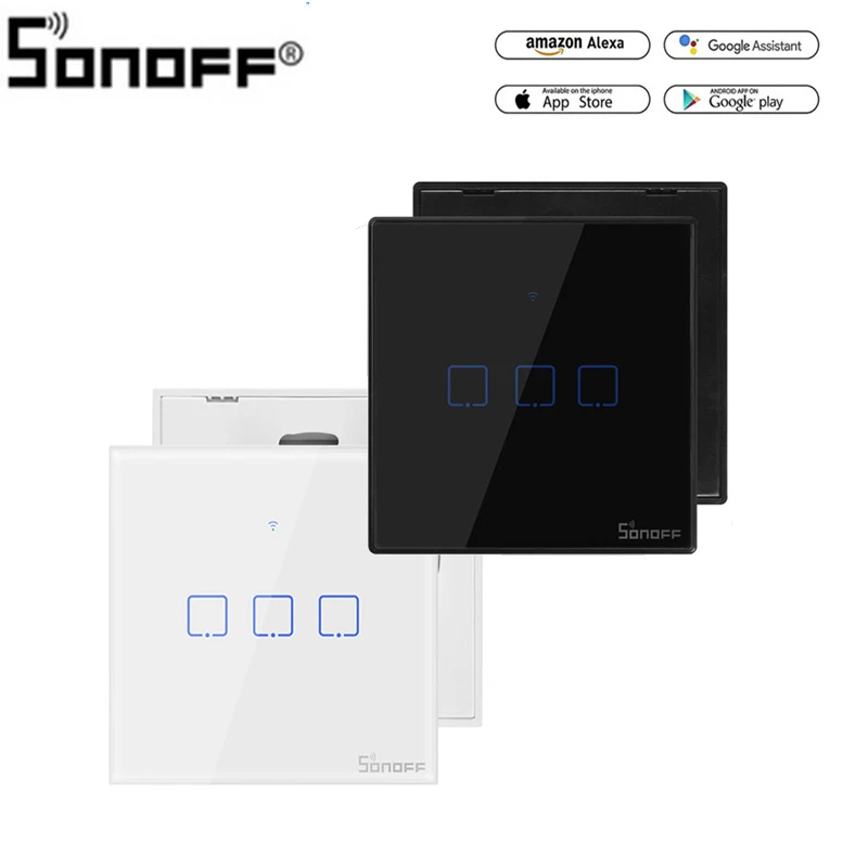 Умный настенный выключатель Sonoff TX T2/T3 ЕС/США Wi Fi RF 433/ APP/сенсорное управление 1/2/3