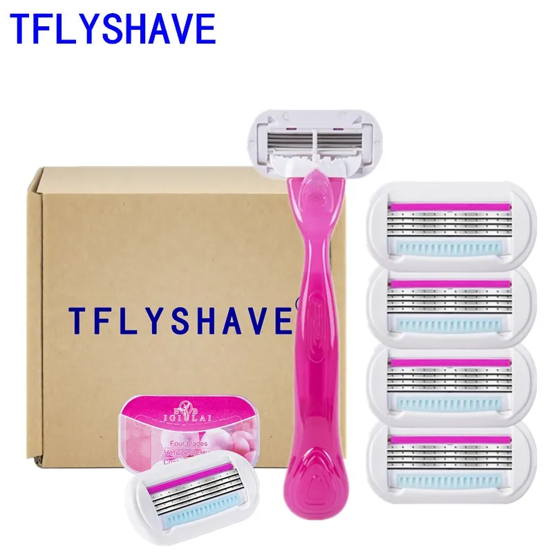 

TFLYSHAVE Women Shaving Blades for Women Hair Removal Blade Razor Blades for Shaver Replacement Head Venuse 1 Holder 4pcs Blades