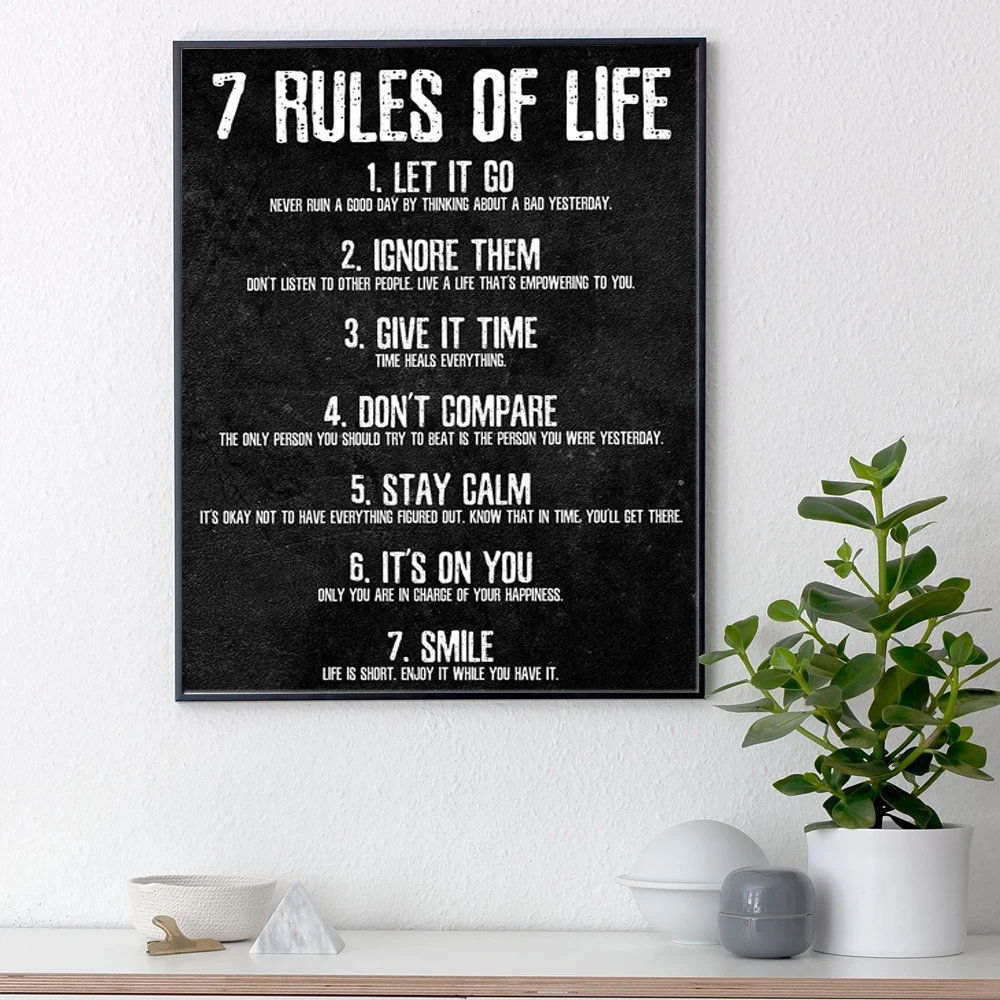 7 Rules of Life Watch Your Thoughts Motivational Poster And Print Canvas Painting For Bedroom Classroom Home Office
7 Rules of Life Watch Your Thoughts Motivational Poster And Print Canvas Painting For Bedroom Classroom Home Office