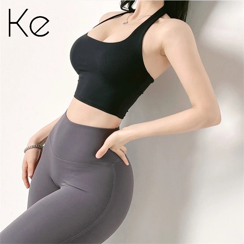 

KE Candy-colored halter sports underwear women's shockproof running gather stereotype yoga vest beauty back fitness bra