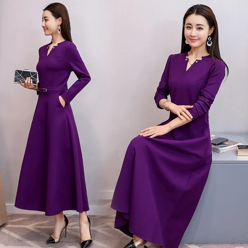 Платье Semfri женское длинное элегантное платье Корейская версия до щиколотки с