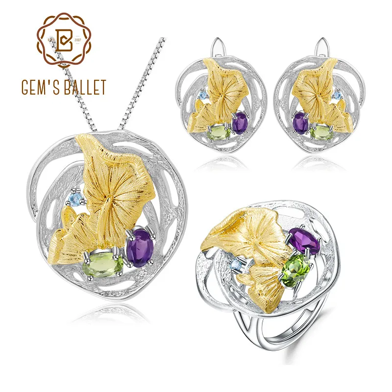 GEM'S BALLET 3.17Ct Natural Peridot Amethyst 925 Sterling Silver Necklace Sets Handmade Lotusleaf for Women Fine Jewelry Set
GEM'S BALLET 3.17Ct Natural Peridot Amethyst 925 Sterling Silver Necklace Sets Handmade Lotusleaf for Women Fine Jewelry Set