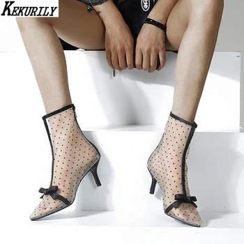 2020 New Heel Ankle Boots Women Pointed Toe Polka Dot Shoes Zip Mesh Short Boot Fashion High Heels Pumps Bow Zapatos De Mujer
2020 New Heel Ankle Boots Women Pointed Toe Polka Dot Shoes Zip Mesh Short Boot Fashion High Heels Pumps Bow Zapatos De Mujer