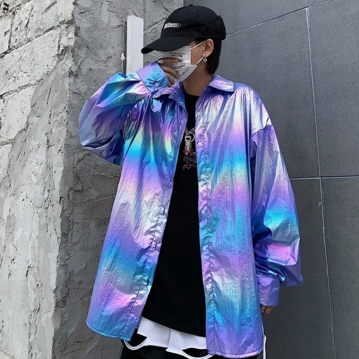 2020 Spring And Autumn New Korean Version Of The Ins Trend Loose Long-sleeved Shirt Laser Gradient Coat Jacket White / Navy Blue
2020 Spring And Autumn New Korean Version Of The Ins Trend Loose Long-sleeved Shirt Laser Gradient Coat Jacket White / Navy Blue