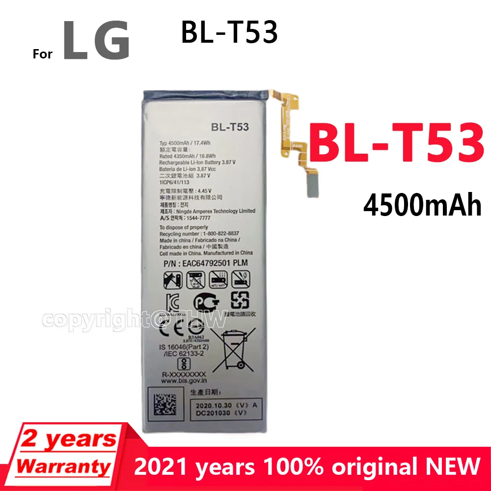

100% Genuine New BL-T53 Battery For LG BL T53 4500mAh Phone Batteria Original Smartphone Batteries With Tracking Number