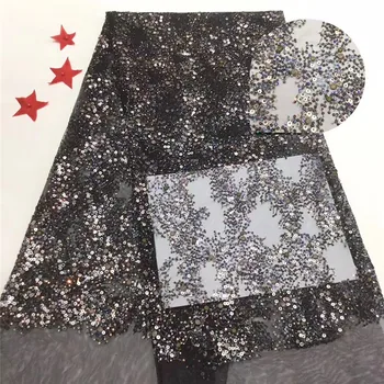 Free shipping 5 yards/set High quality French net lace withsequins in black color for bridal gown!
Free shipping 5 yards/set High quality French net lace withsequins in black color for bridal gown!