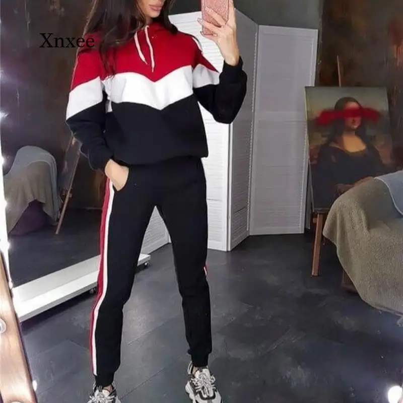 Spring and Autumn Women's Color Block Sportswear Two-Piece Hooded Pilot Sweatshirt Top and Pants Sports Jogging Set
Spring and Autumn Women's Color Block Sportswear Two-Piece Hooded Pilot Sweatshirt Top and Pants Sports Jogging Set