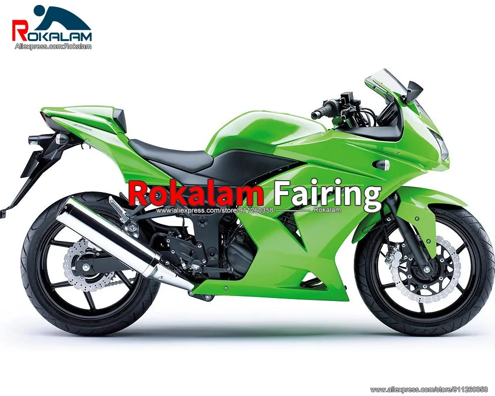 

Обтекатель для Kawasaki ZX250R Ninja EX250 2008 2009 2010 2011 2012 зеленый комплект кузова мотоцикла (литьё под давлением)