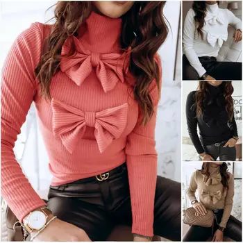 Women Long Sleeve Pullover High Neck Sweater Sweatshirt Jumper Tops Size 8-18 2019 Fashion double big bow blouse 
Women Long Sleeve Pullover High Neck Sweater Sweatshirt Jumper Tops Size 8-18 2019 Fashion double big bow blouse