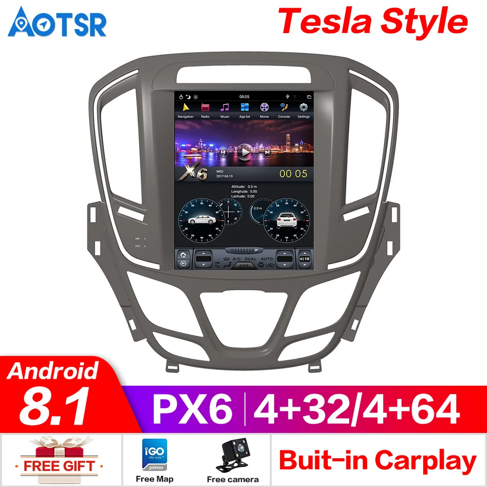 Tesla стиль Android 8 1 4 + 64G автомобильный DVD плеер gps навигация для Buick Regal 2014-2018 головное
