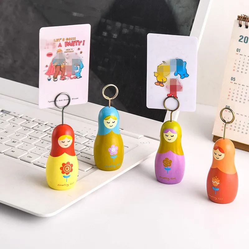 1PC Matryoshka Wooden Memo Name Business Card Holder Clip Note Picture Frame Table Number Photo Stand Wedding Place Card Holder
1PC Matryoshka Wooden Memo Name Business Card Holder Clip Note Picture Frame Table Number Photo Stand Wedding Place Card Holder