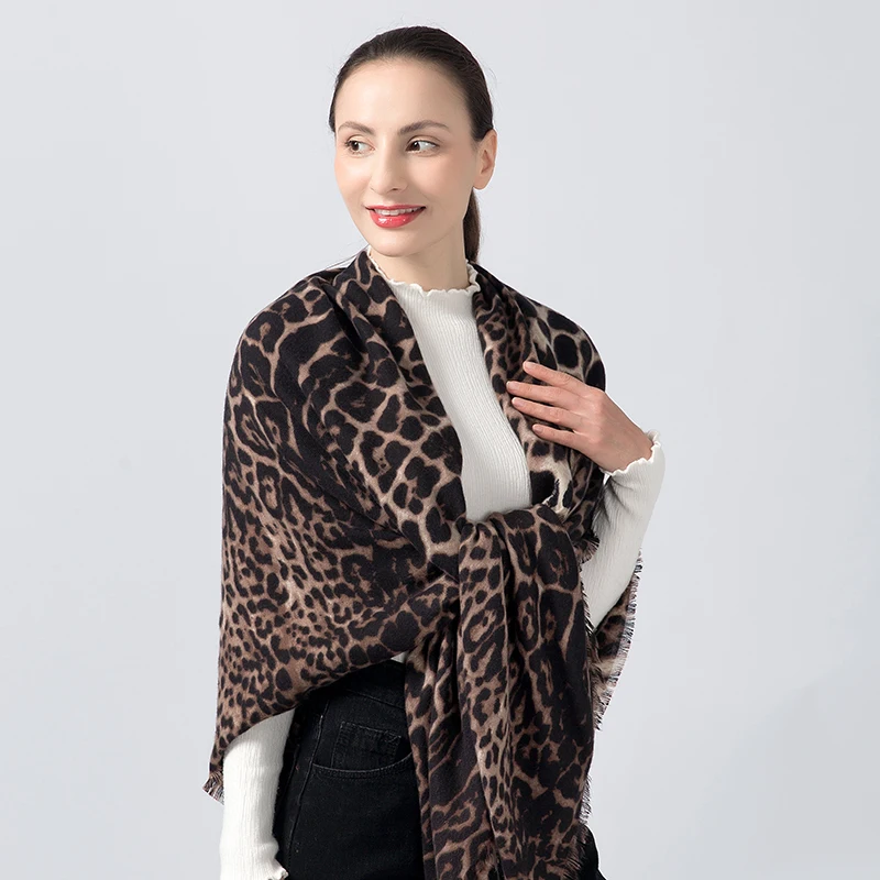 winter women's large square scarf cashmere leopard print scarf cashmere shawl warm soft ladies blanket 130X130
winter women's large square scarf cashmere leopard print scarf cashmere shawl warm soft ladies blanket 130X130
