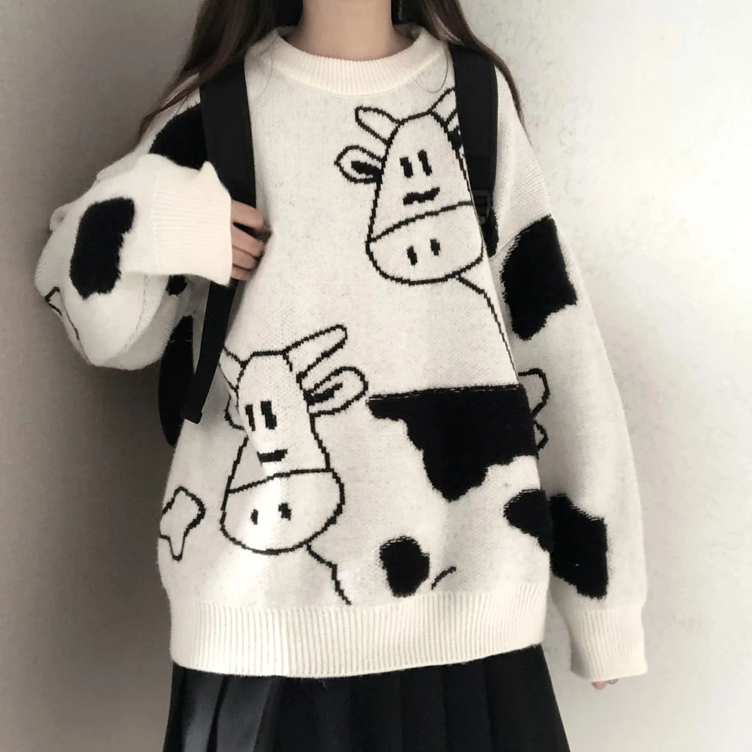 Women's Sweatshirts Crew Neck Loose Sweaters Casual Long Sleeve Cartoon Cow Print Knit Pullovers Women's Pullovers Streetwear
Women's Sweatshirts Crew Neck Loose Sweaters Casual Long Sleeve Cartoon Cow Print Knit Pullovers Women's Pullovers Streetwear