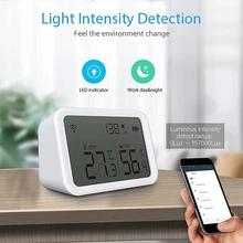Wifi Temperature Humidity Sensor Light Detector Indoor Hygrometer Thermometer with LCD Display Screen Work APP Alert Tools
Wifi Temperature Humidity Sensor Light Detector Indoor Hygrometer Thermometer with LCD Display Screen Work APP Alert Tools