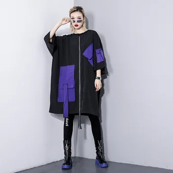 Personalized Loose Women's 2020 Spring Fashion Round Neck Seven Point Sleeve T-shirt Splicing Pocket Long Zip Mid Length Dress
Personalized Loose Women's 2020 Spring Fashion Round Neck Seven Point Sleeve T-shirt Splicing Pocket Long Zip Mid Length Dress