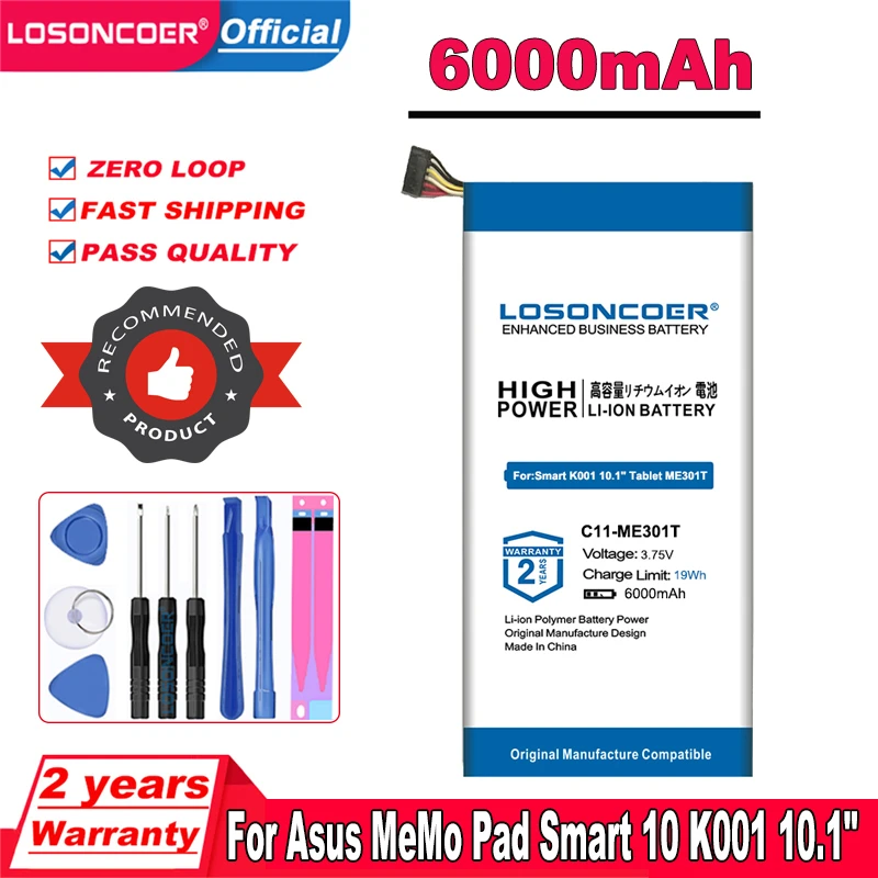 Семейная Батарея 6000 мАч для Asus MeMo Pad Smart 10 K001 1 "Tablet ME301T 16GB 110-0329H Φ ME3PY23 | Мобильные