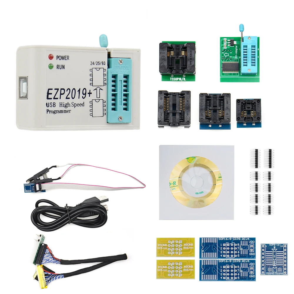 2019 EZP2019 полный комплект Высокоскоростной USB программатор SPI + 12 адаптеров SOP8