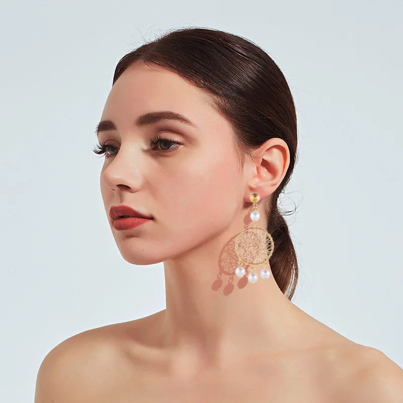 2019 Trendy Women Dream Catcher Pearls Earrings Zinc Alloy Gold White Plated 65*30mm 10.8G Lady Earrings Dropshipping SP380
2019 Trendy Women Dream Catcher Pearls Earrings Zinc Alloy Gold White Plated 65*30mm 10.8G Lady Earrings Dropshipping SP380