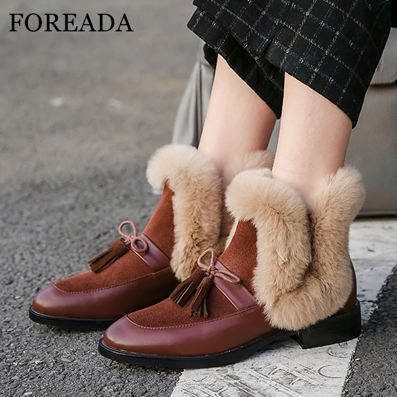 FOREADA Med Heel Ankle Boots Real Leather Woman Boots Block Heel Short Boots Bow Rabbit Fur Female Shoes Autumn Winter Brown 40
FOREADA Med Heel Ankle Boots Real Leather Woman Boots Block Heel Short Boots Bow Rabbit Fur Female Shoes Autumn Winter Brown 40