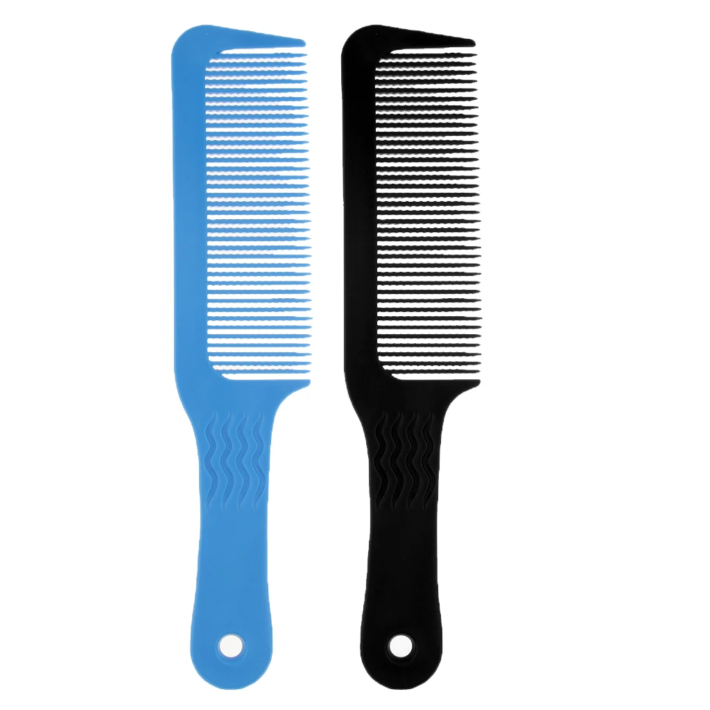 2 Pieces 9.3 inch Flat Top Clipper Comb Finely Waved Teeth Barber Salon Hair Cut Styling Comb - Black Blue 2 Pieces 9.3 inch Flat Top Clipper Comb Finely Waved Teeth Barber Salon Hair Cut Styling Comb - Black Blue