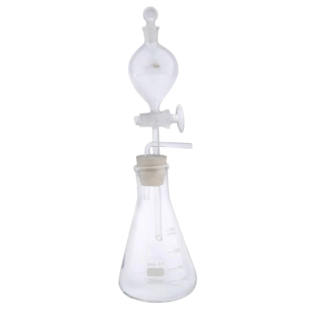 New Glass Conical Flask Separatory Funnel Stopper Lab Gas Generator Apparatus Kit like oxygen hydrogen and carbon dioxide | Канцтовары