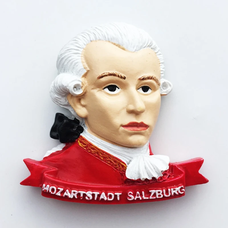 

New Handmade Painted Mozart, Austria 3D Fridge Magnets Tourism Souvenirs Refrigerator Magnetic Stickers Gift