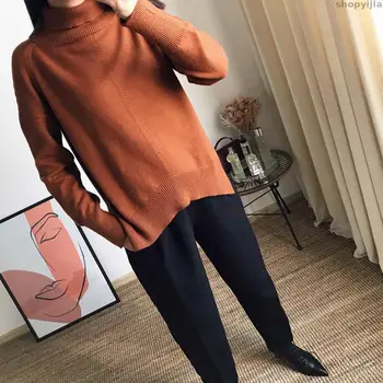 New loose turtleneck sweater women's knitted base autumn and winter sweaters 
New loose turtleneck sweater women's knitted base autumn and winter sweaters