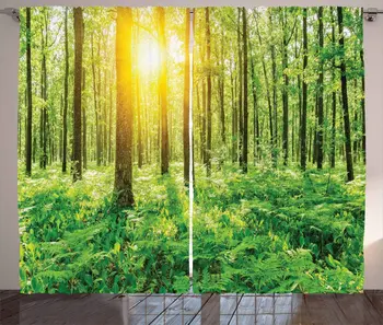 Woodland Window Curtains Forest Springtime Freshness Theme Foliage Sunbeams Sunrise Nature View Scene Living Room Bedroom Decor
Woodland Window Curtains Forest Springtime Freshness Theme Foliage Sunbeams Sunrise Nature View Scene Living Room Bedroom Decor