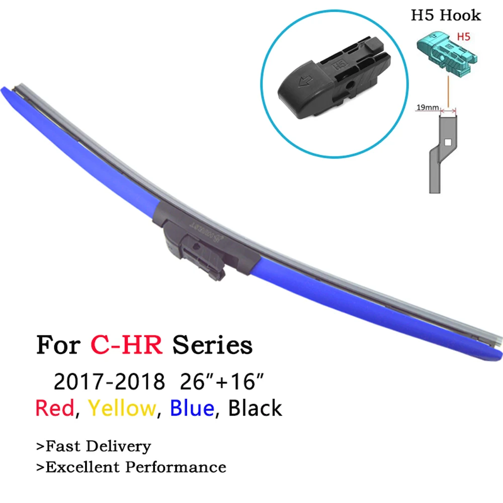 2Pcs Colorful Boneless Sheffield Windscreen Wiper Blades For Toyota C-HR / CHR Fit H5 /Push Button Arms 2017 2018 26"+16" Wipers
2Pcs Colorful Boneless Sheffield Windscreen Wiper Blades For Toyota C-HR / CHR Fit H5 /Push Button Arms 2017 2018 26"+16" Wipers