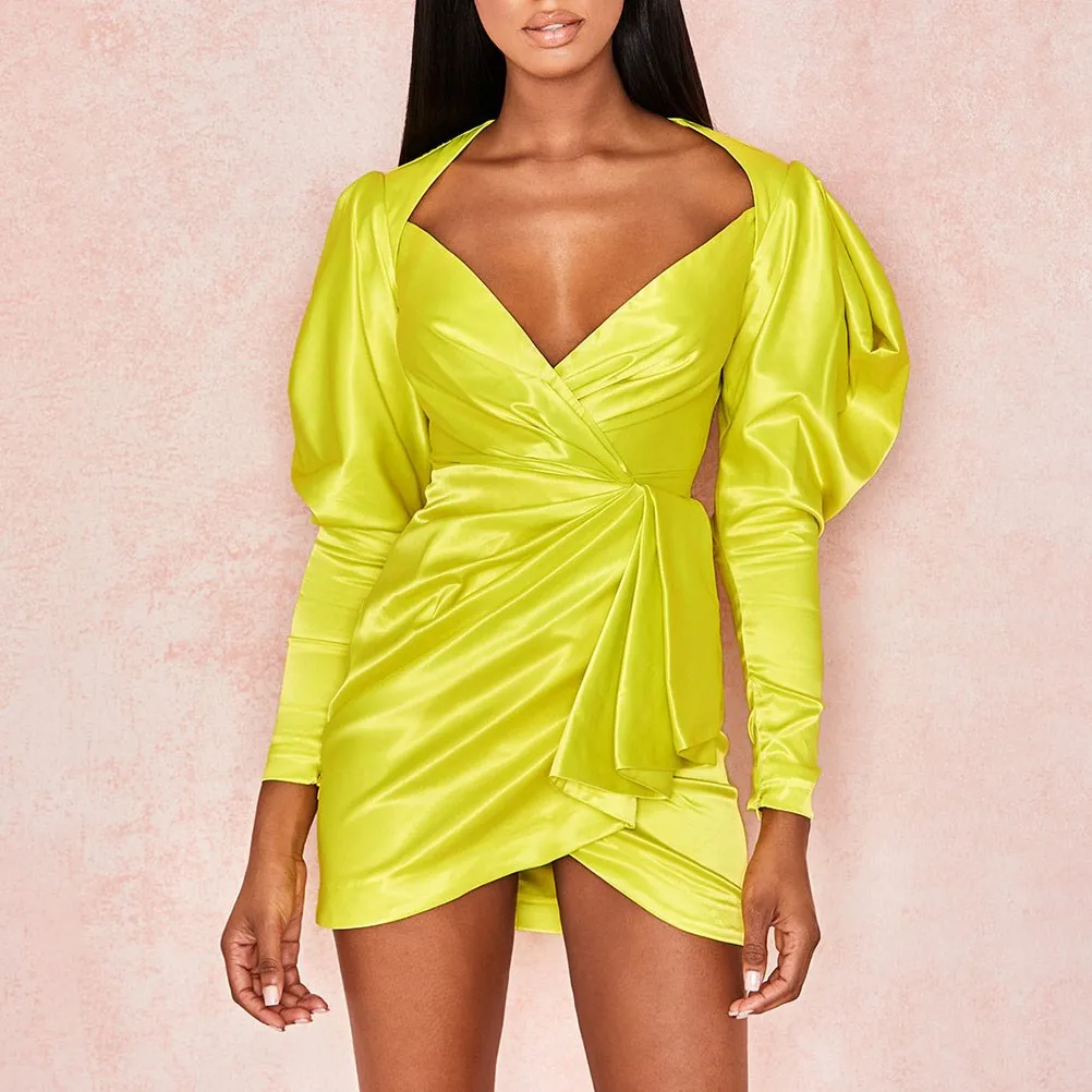 Fashion Nice Sexy Women Club Bodycon Dress Lantern Sleeve Deep V Neck Dress Irregular Party Pleated Dress
Fashion Nice Sexy Women Club Bodycon Dress Lantern Sleeve Deep V Neck Dress Irregular Party Pleated Dress