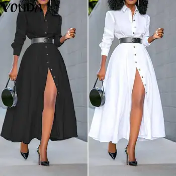 VONDA Women Dress Vintage Lapel Neck Long Shirt Dress Ladies Office Sundress 2020 Spring Summer Split Party Vestido Plus Size
VONDA Women Dress Vintage Lapel Neck Long Shirt Dress Ladies Office Sundress 2020 Spring Summer Split Party Vestido Plus Size