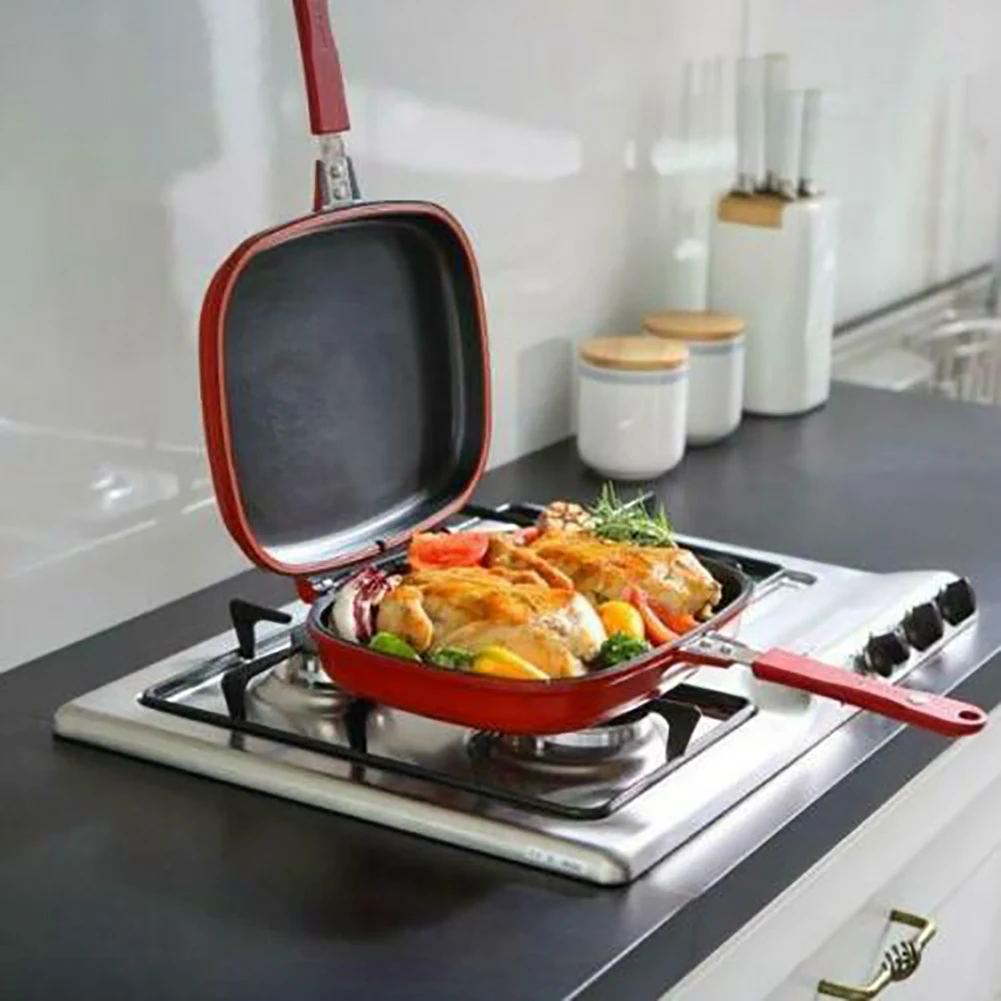 

Breakfast Kitchen Omelette Frying Pan Non-stick Baking Double Sided Pot Pancake Steak Professional Cookware Square Trays