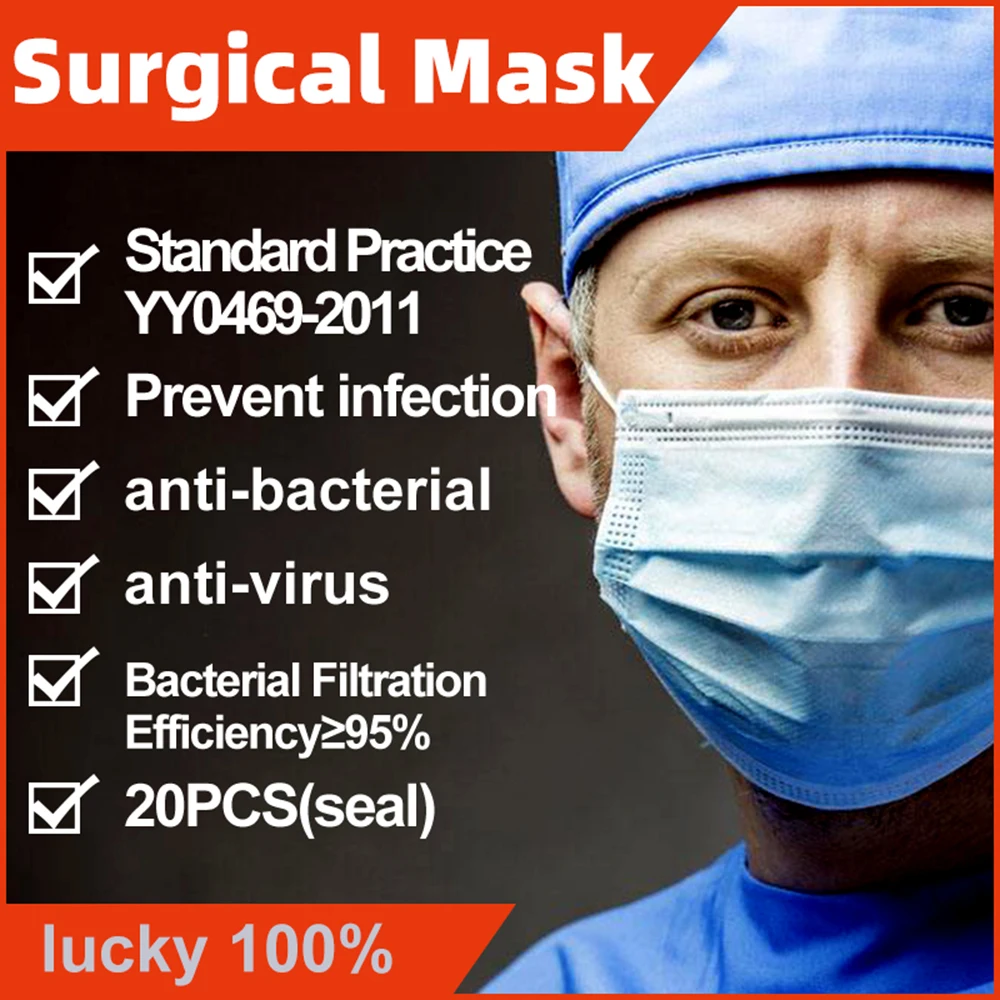 20PCS Disposable Medical Surgical face Mask 3-Ply Anti-virus Anti-Dust Anti-fog prevent infection | Красота и здоровье