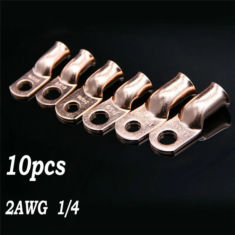 10pcs Wire Ring Terminal Copper 2 AWG Gauge 1/4 Connectors Circular Splice Ring Terminal Wire Naked Car Audio Terminals
10pcs Wire Ring Terminal Copper 2 AWG Gauge 1/4 Connectors Circular Splice Ring Terminal Wire Naked Car Audio Terminals