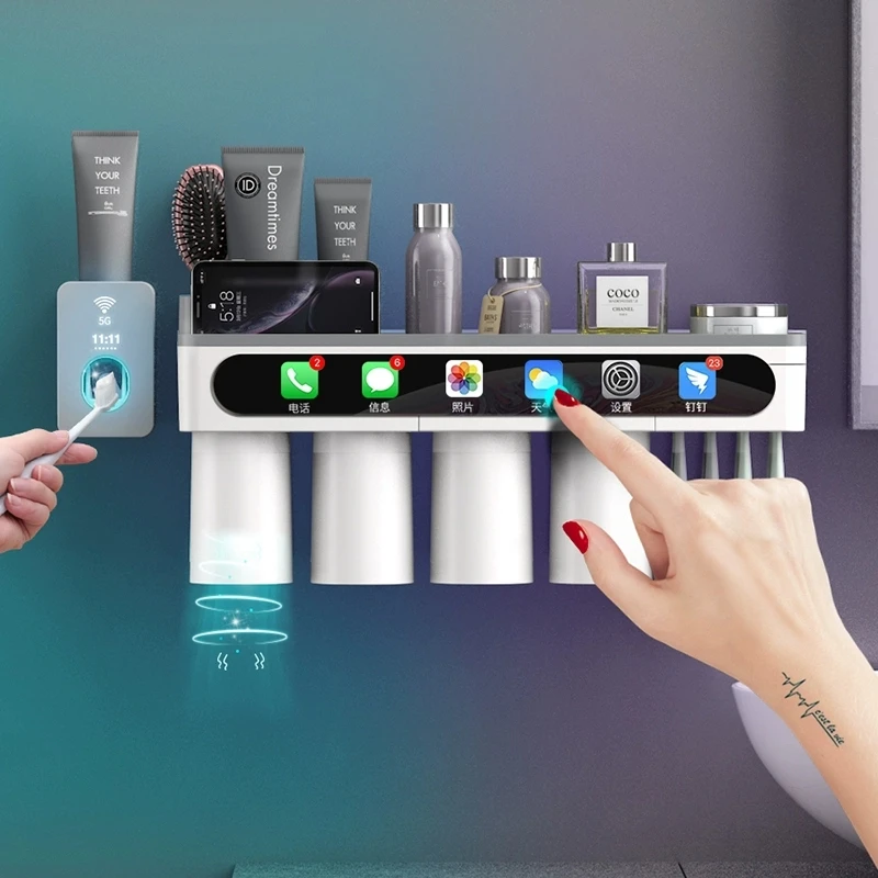 Magnetic Adsorption Toothbrush Holder Toothpaste Dispenser Wall Mounted Storage Box Multifunction Bathroom Accessories Set
Magnetic Adsorption Toothbrush Holder Toothpaste Dispenser Wall Mounted Storage Box Multifunction Bathroom Accessories Set