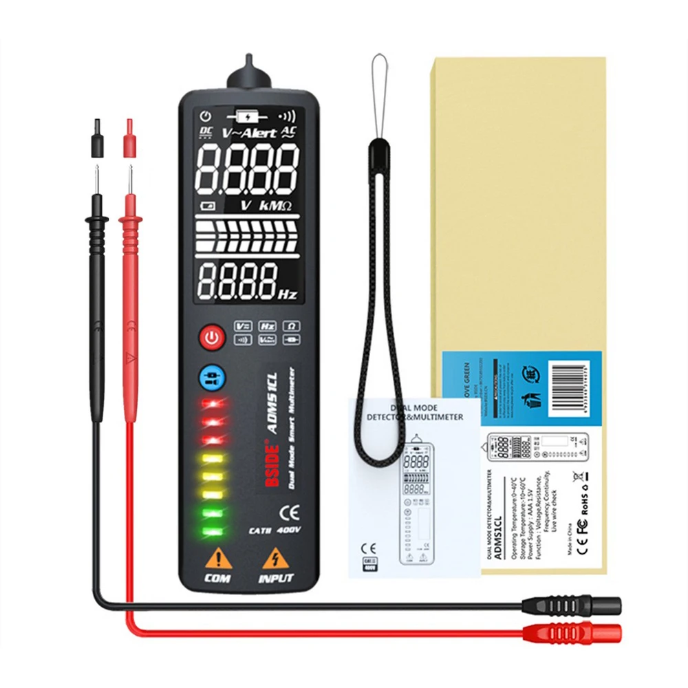 ADMS1 Voltage Indicator 2.4"LCD Non Contact Live Wire Detector Tester Electric Pen Voltmeter Multimeter NCV ContinuityTester
ADMS1 Voltage Indicator 2.4"LCD Non Contact Live Wire Detector Tester Electric Pen Voltmeter Multimeter NCV ContinuityTester
