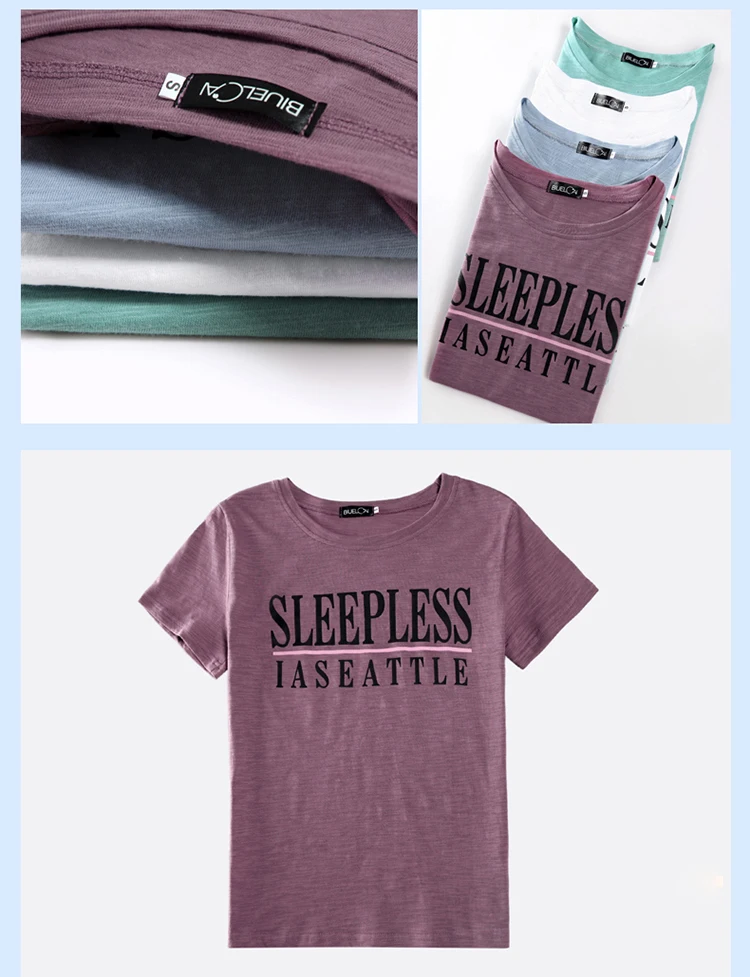 New 95% Cotton letter Women T-shirt Summer Short Sleeve Round Neck Harajuku Printing Tee Women Casual Fashion Female Tops