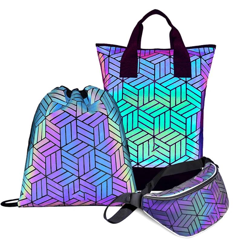 Luminous Unisex Sports Holographic Roll top Large Space Backpack Geometric Fashion Reflective Set
Luminous Unisex Sports Holographic Roll top Large Space Backpack Geometric Fashion Reflective Set