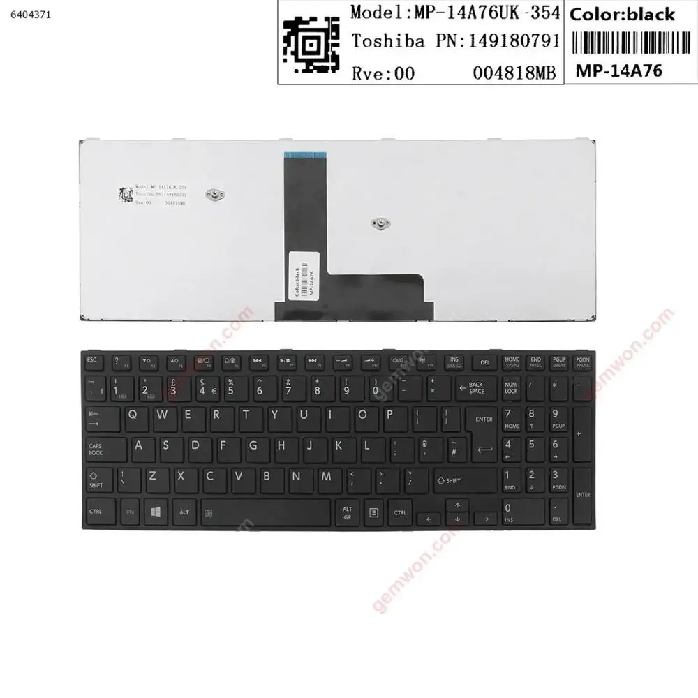 UK Standard Language Replacement laptop notebook computer keyboard for TOSHIBA C50-B C50D-B BLACK FRAME BLACK(For Win8)
UK Standard Language Replacement laptop notebook computer keyboard for TOSHIBA C50-B C50D-B BLACK FRAME BLACK(For Win8)