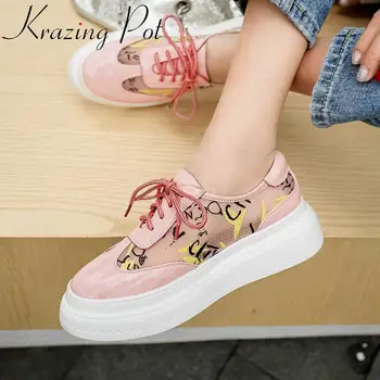 Krazing pot hot sale natural leather round toe med heels bowtie printing deep mouth lace up British school vulcanized shoes L21
Krazing pot hot sale natural leather round toe med heels bowtie printing deep mouth lace up British school vulcanized shoes L21