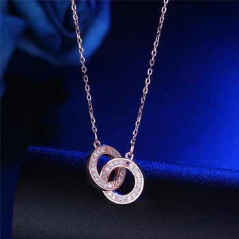 S925 Sterling Silver Necklace Pendant Classic Exquisite Wild Temperament Female Models Smart Double Ring Zircon Item Pendant 
S925 Sterling Silver Necklace Pendant Classic Exquisite Wild Temperament Female Models Smart Double Ring Zircon Item Pendant