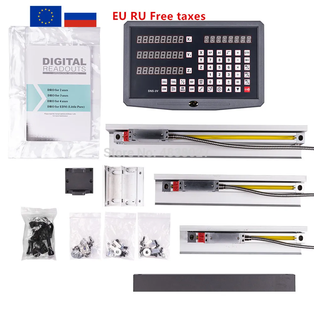 Фото EU Stock Digital readout 3 axis lathe DRO with linear scale 5um resolution 2 Years warranty  | Level Measuring Instruments (33028221801)