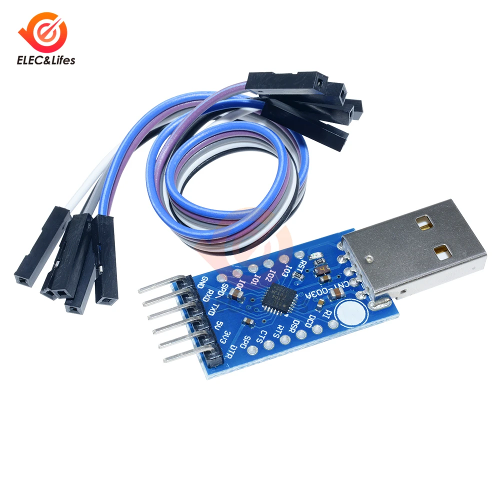 

USB 2.0 to TTL UART 6PIN Module Serial Converter CP2104 STC PRGMR Replace CP2102 With Dupont Cables