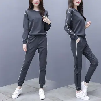 Ladies Solid Tracksuit Women Autumn Winter Sweatshirt Suit Female Sporting Suit Ladies Slide Stripe Trousers Tracksuit Sets 
Ladies Solid Tracksuit Women Autumn Winter Sweatshirt Suit Female Sporting Suit Ladies Slide Stripe Trousers Tracksuit Sets