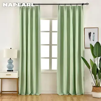 NAPEARL 1 Piece Solid Color Green Blackout Curtains Faux Cotton Linen Curtain Elegant Window Panel High Quality Stitching Drapes
NAPEARL 1 Piece Solid Color Green Blackout Curtains Faux Cotton Linen Curtain Elegant Window Panel High Quality Stitching Drapes