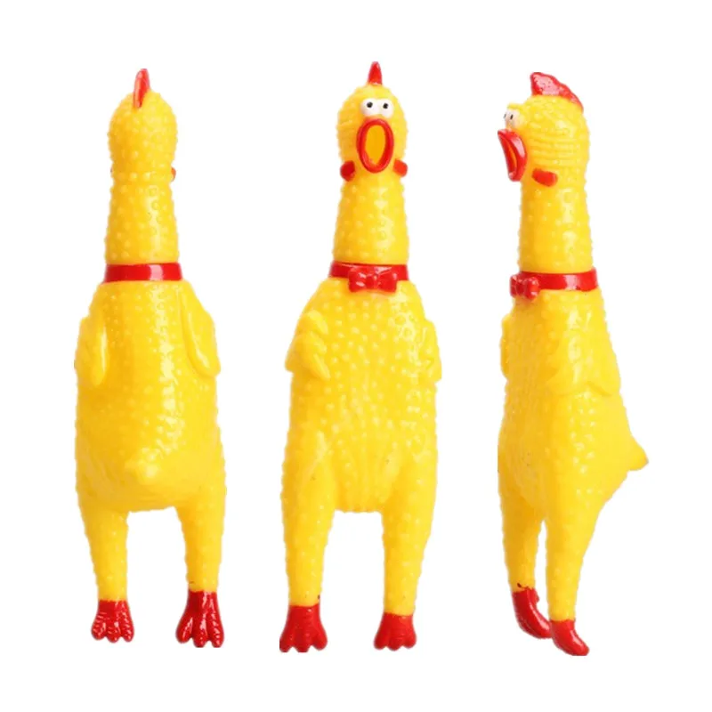 

Hot Sale 17CM Yellow Rubber Screaming Chicken Pet Dog Toy Puppy Chew Squeak Venting Toys