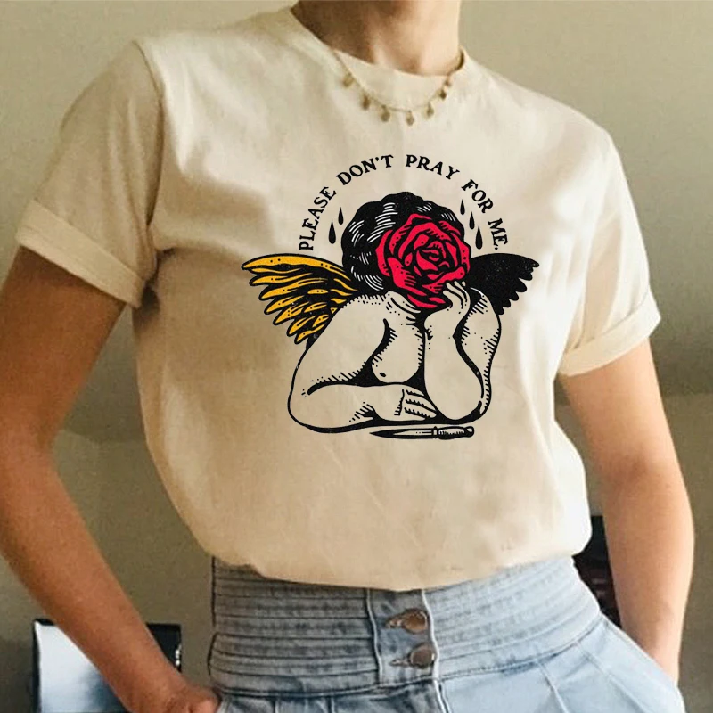 

Vintage City Print Vintage Fashion T-Shirt Women Slogan Graphic Shoulder Tee Tumblr Shirt Grunge Clothes