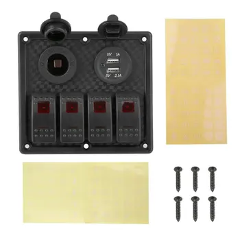 USB Car Charger With 5PON-OFF Key Switch And 4P Plastic Panel Red Light Dial Port USB 5V/2.1A Power Supply Socket